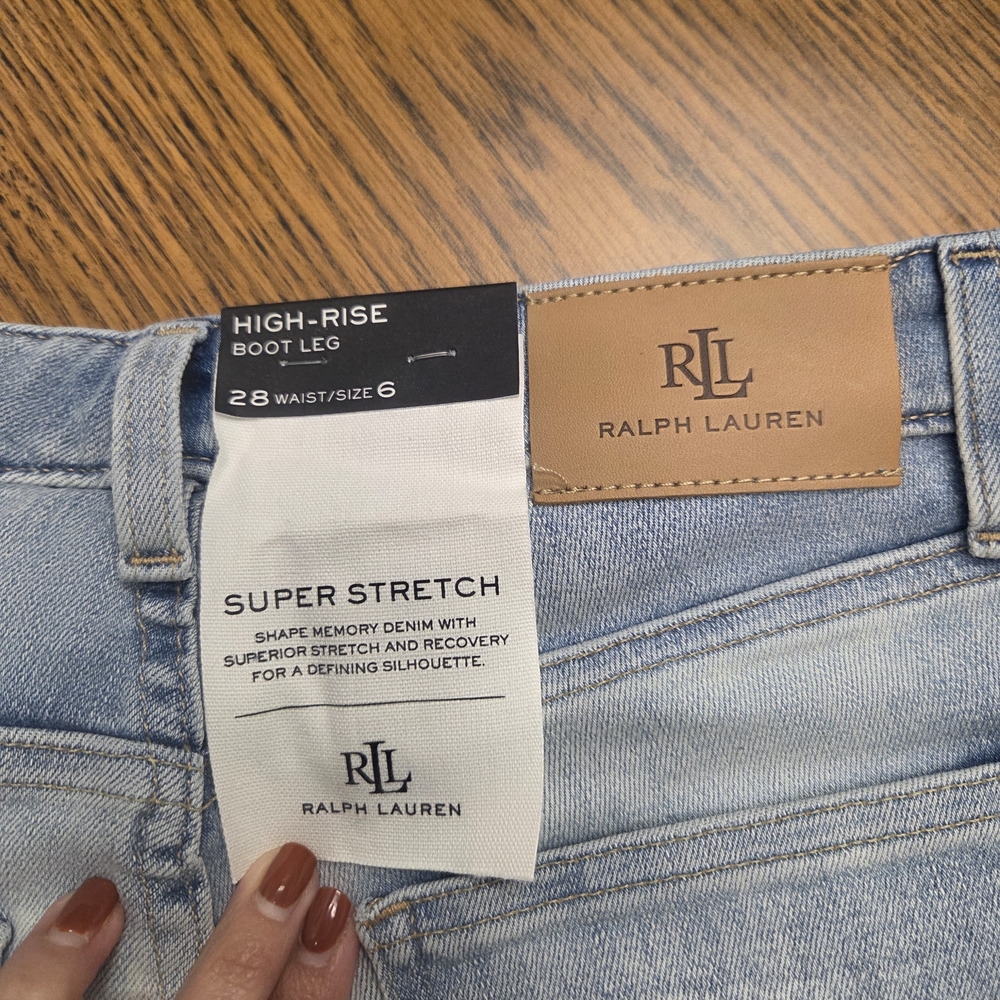 Ralph Lauren Women's Light High Rise Blue Boot Cut Jeans NWT - ALTERED - Picture 2 of 4
